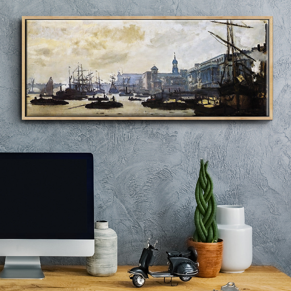 The Port of London, 1871 - Floater Framed Canvas Print