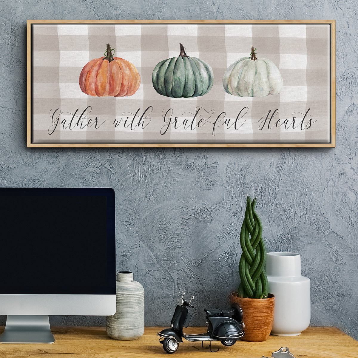 Gather With Grateful Hearts - Floater Framed Canvas Print
