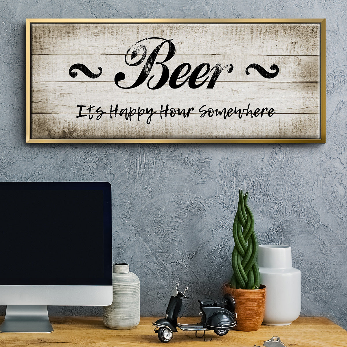 Beer Happy Hour - Floater Framed Canvas Print