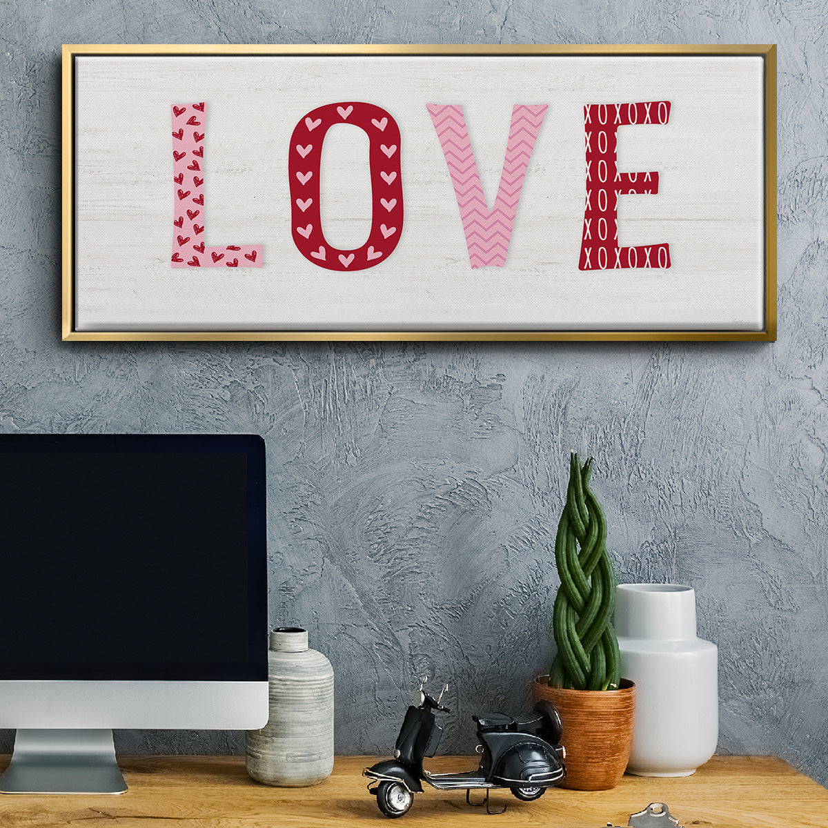 Patterned Love - Floater Framed Canvas Print