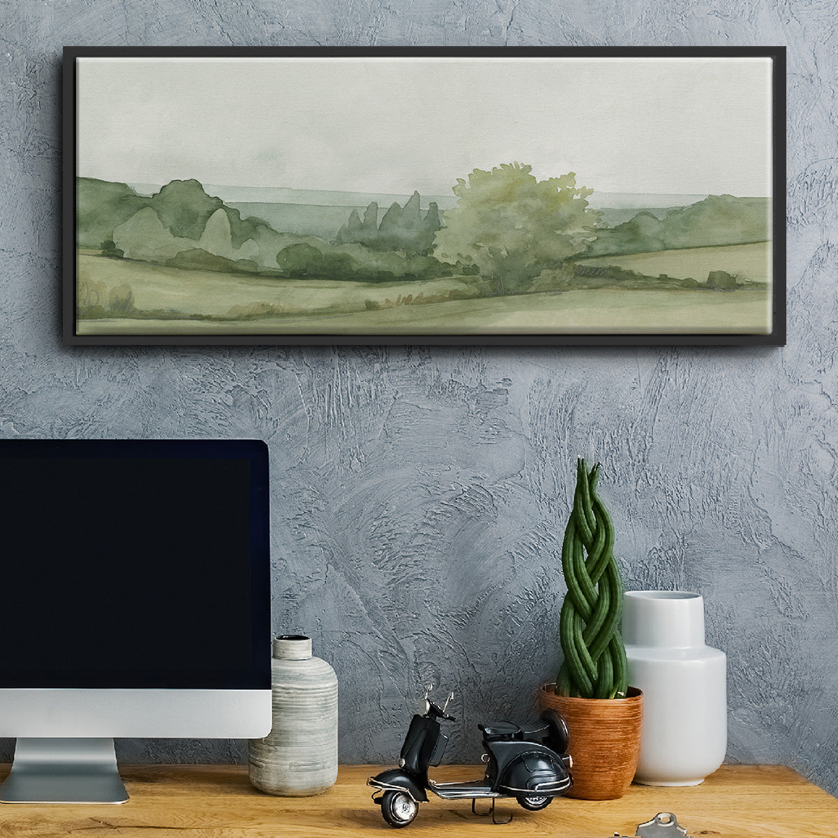 Vintage Landscape Sketch II - Floater Framed Canvas Print