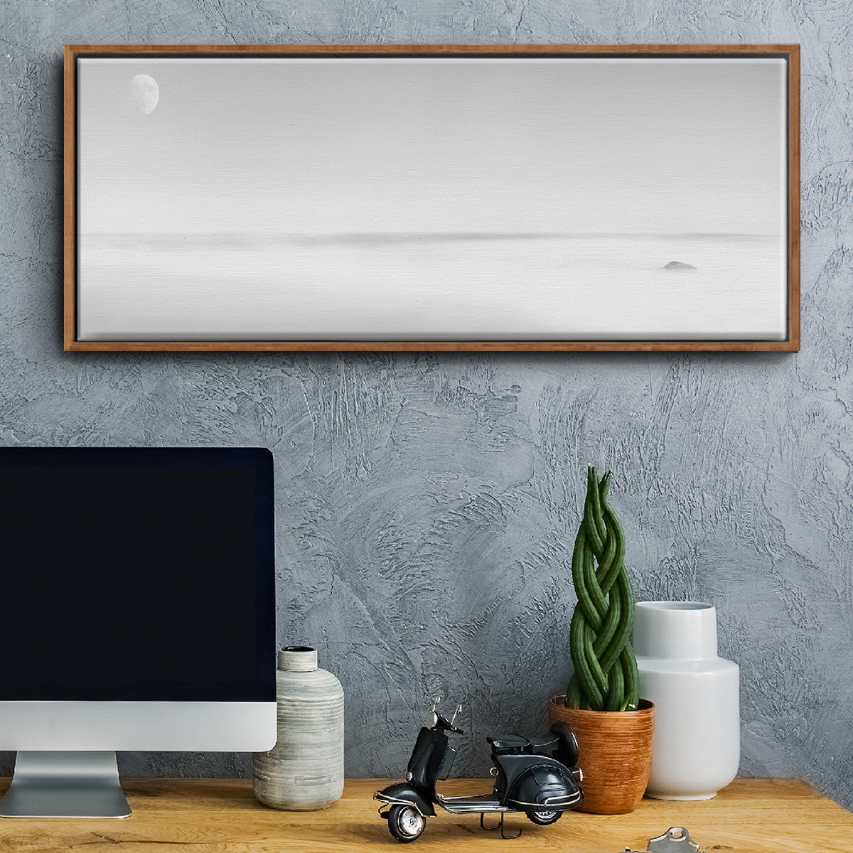 Black & White Water Panel XV - Floater Framed Canvas Print