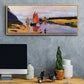 Breakwater at Trouville, Low Tide, 1870 - Floater Framed Canvas Print