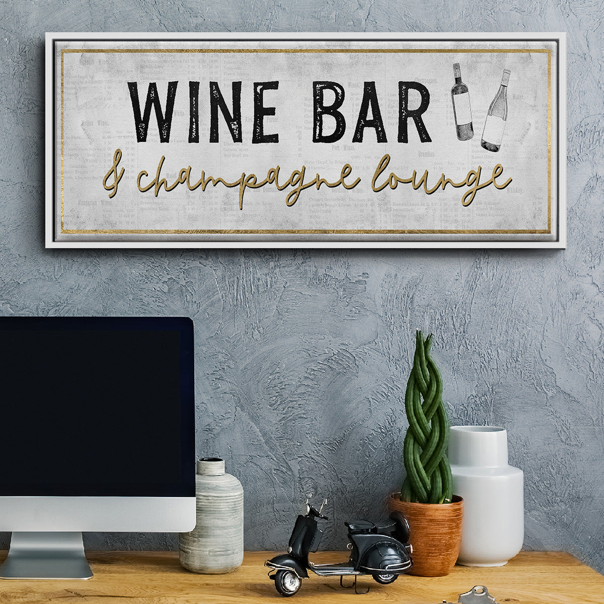 Champagne Lounge - Floater Framed Canvas Print