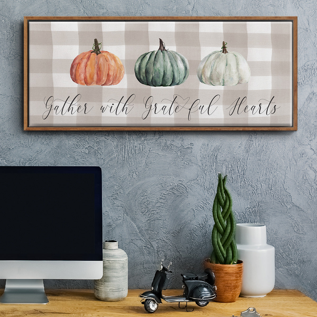 Gather With Grateful Hearts - Floater Framed Canvas Print