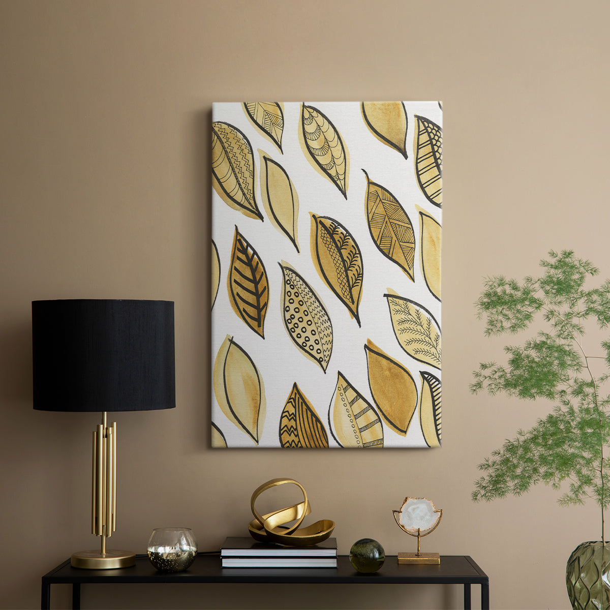 Patterned Leaf Shapes II - Canvas Art Print