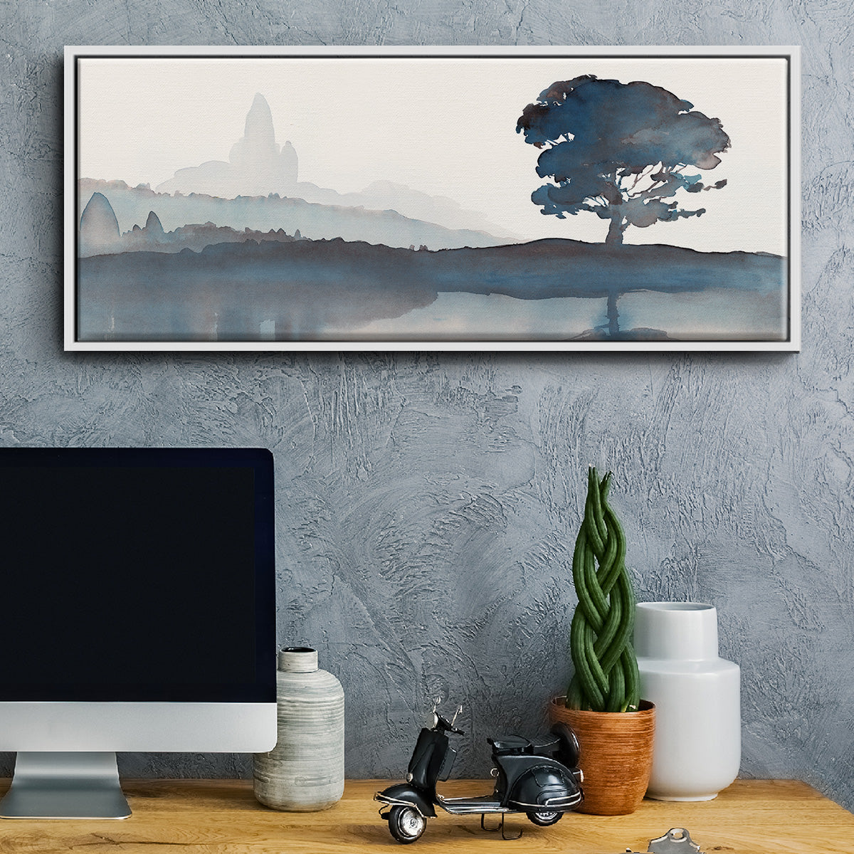 Serene Silhouette II - Floater Framed Canvas Print