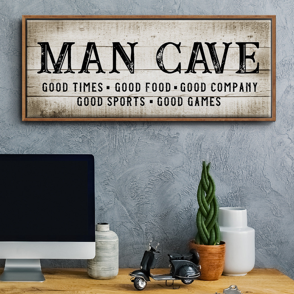 Man Cave Good Times - Floater Framed Canvas Print