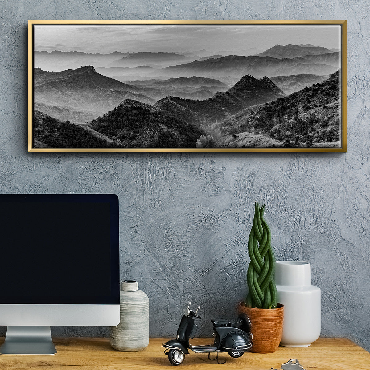 Mountains of the Great Wall - Floater Framed Canvas Print
