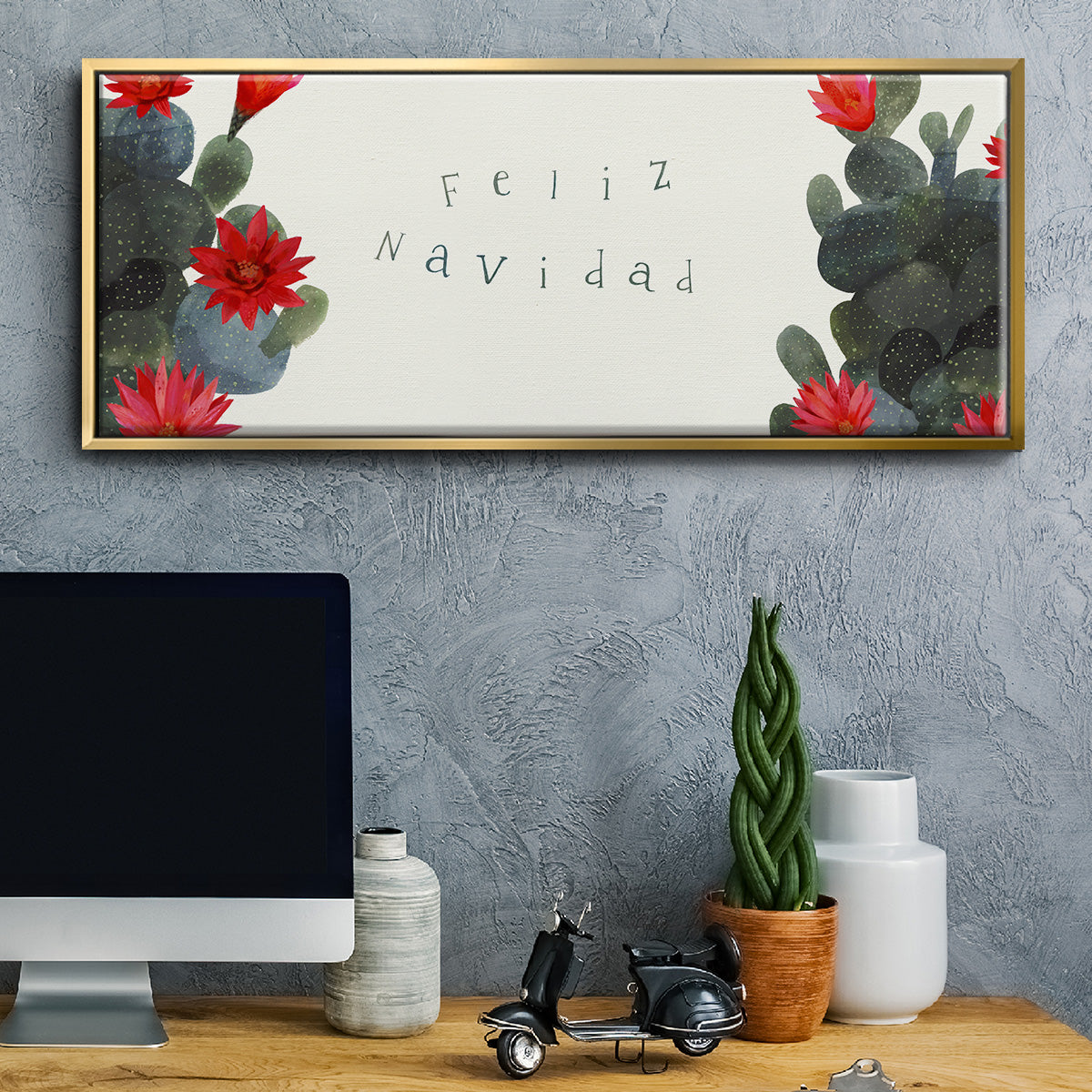 Flowering Christmas Cactus Collection D - Floater Framed Canvas Print