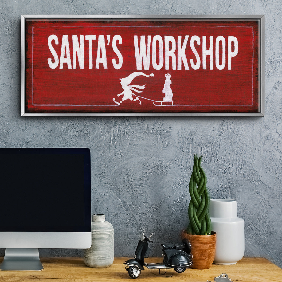 Santa's Workshop - Floater Framed Canvas Print