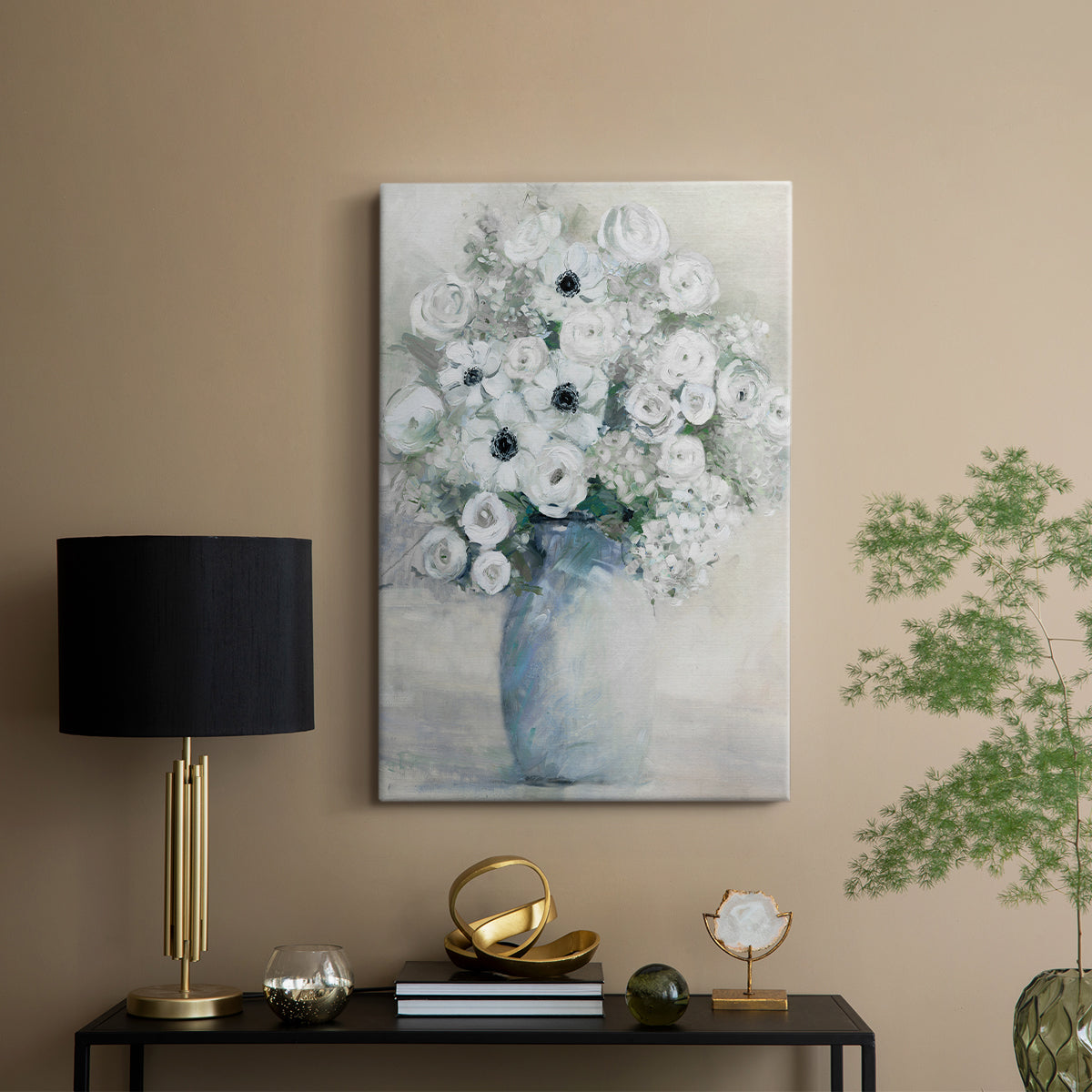 White Anemone Bouquet - Canvas Art Print