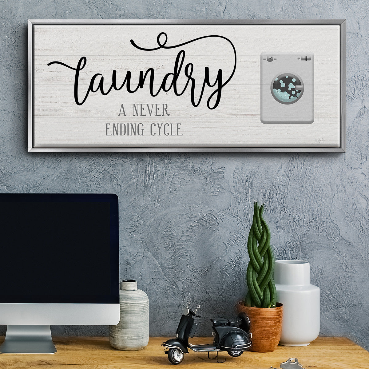 Never Ending Laundry - Floater Framed Canvas Print
