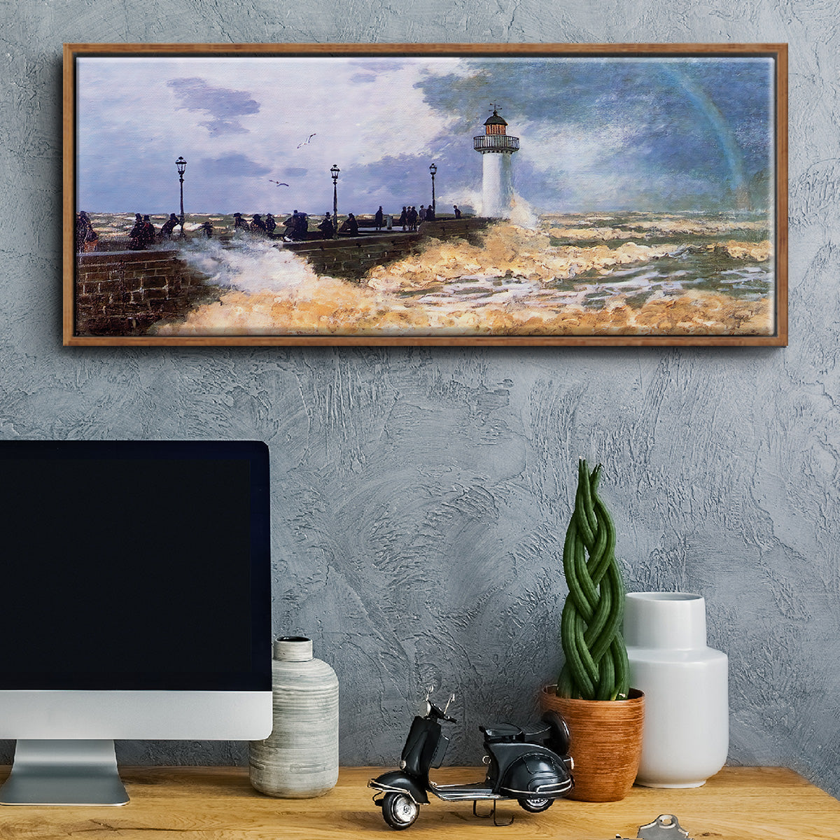 The Jetty at Le Havre, 1868 - Floater Framed Canvas Print