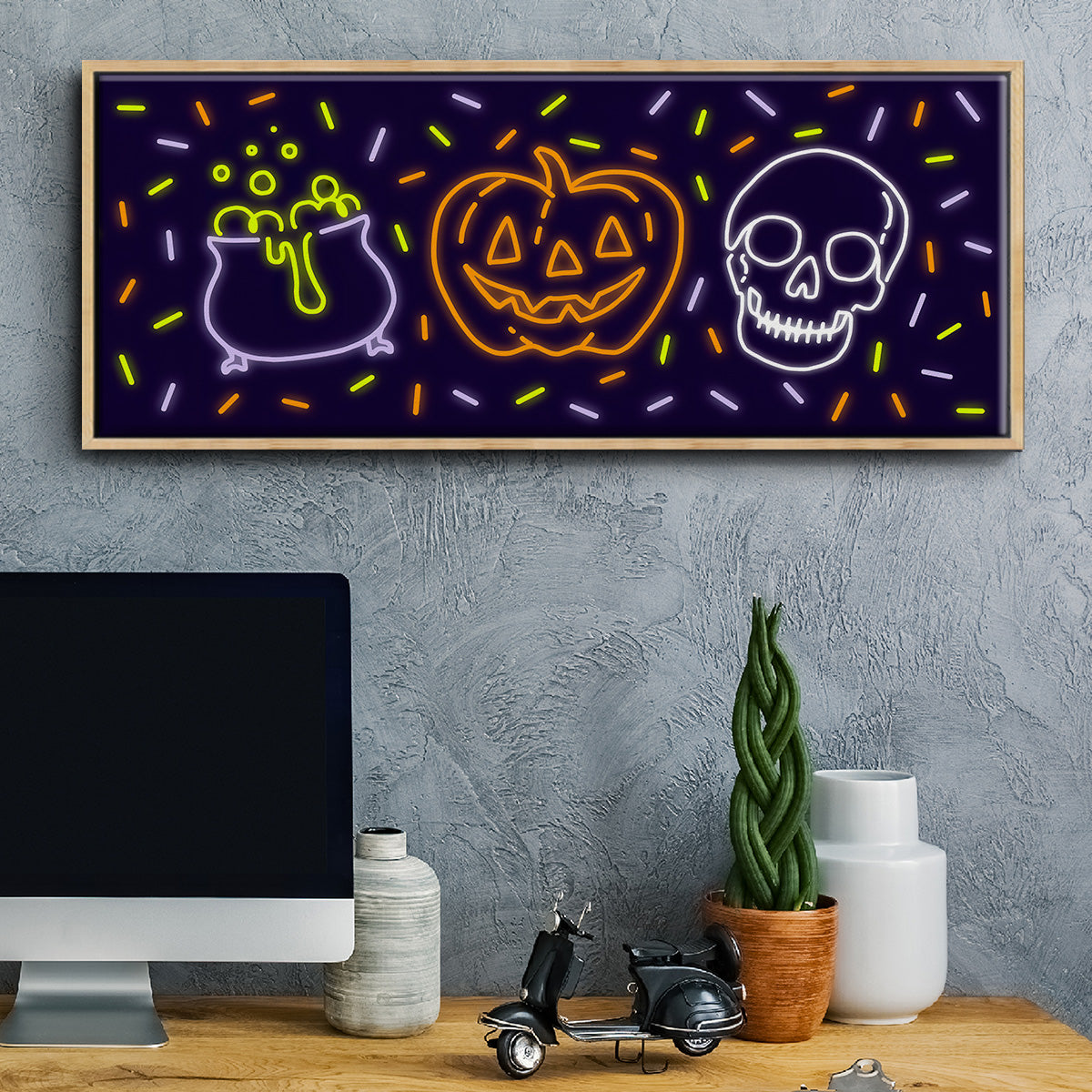 Neon Halloween Collection D - Floater Framed Canvas Print