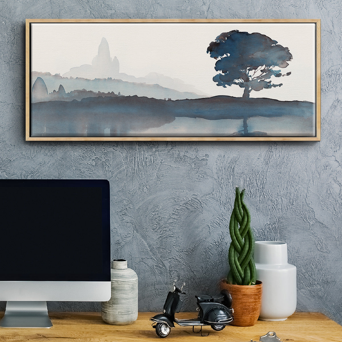 Serene Silhouette II - Floater Framed Canvas Print