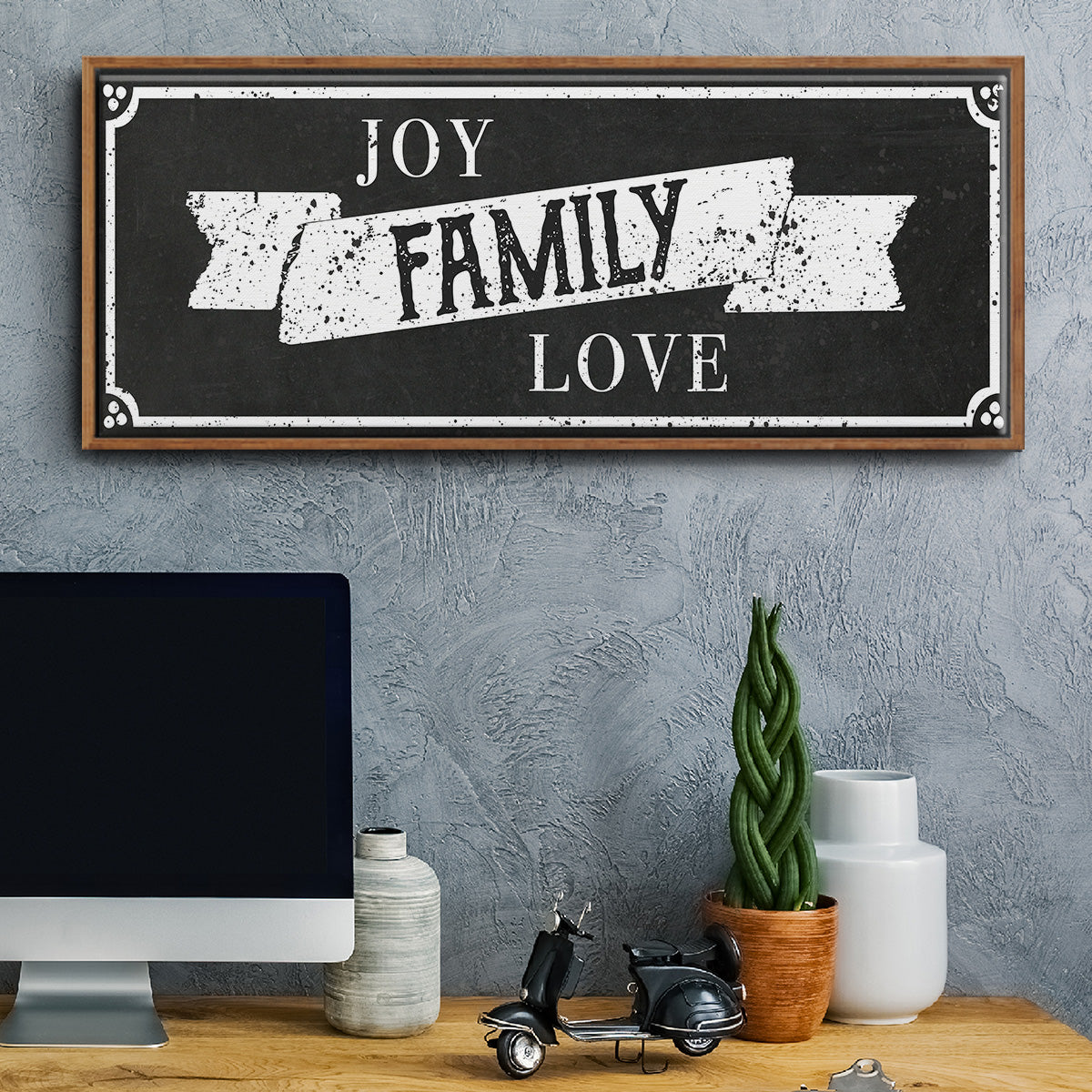 Joy Family Love - Floater Framed Canvas Print