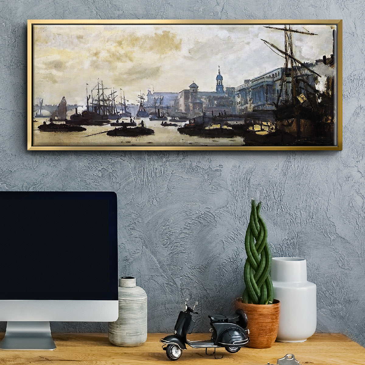 The Port of London, 1871 - Floater Framed Canvas Print