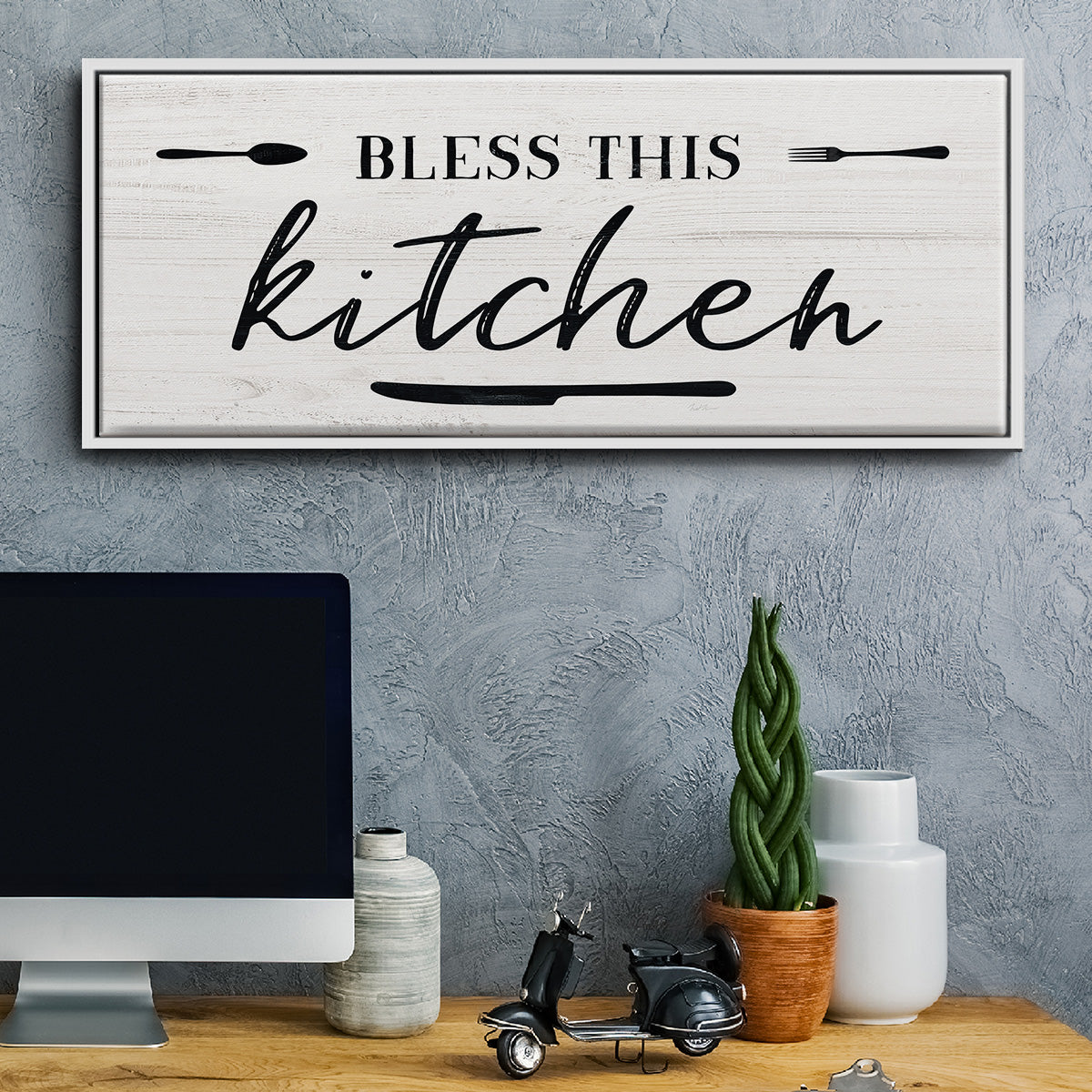 Bless this Kitchen - Floater Framed Canvas Print