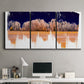 Three-panel canvas wall art featuring panoramic treeline landscape photograph, displayed above a desk in a home office.