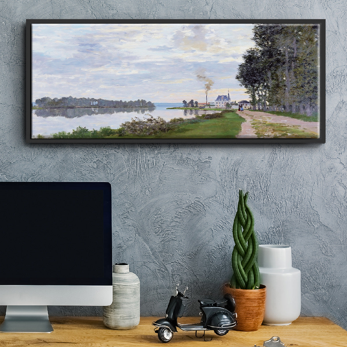 The Promenade at Argenteuil, 1872 - Floater Framed Canvas Print
