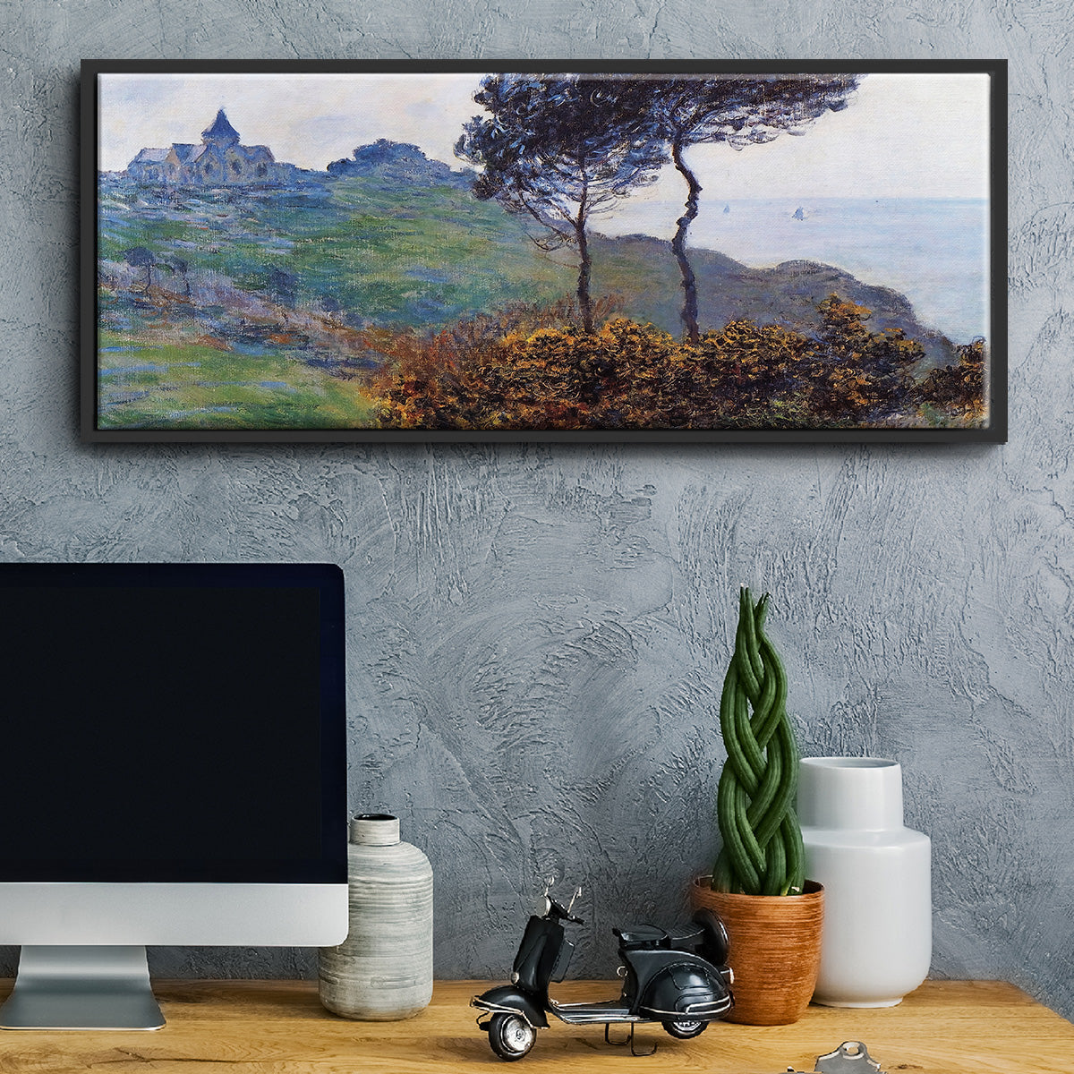 The Church at Varengaville, Grey Weather, 1882 - Floater Framed Canvas Print