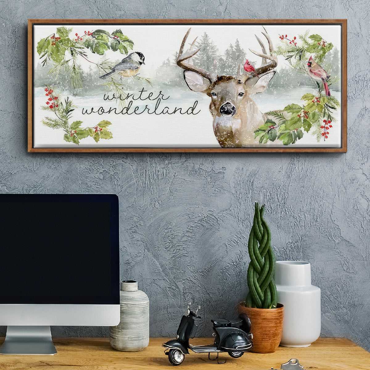 Reindeer Woods - Floater Framed Canvas Print