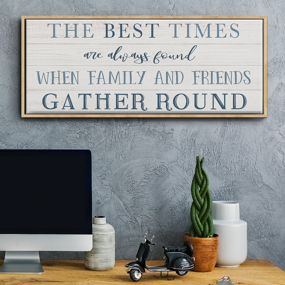 Family and Friends Gather - Floater Framed Canvas Print