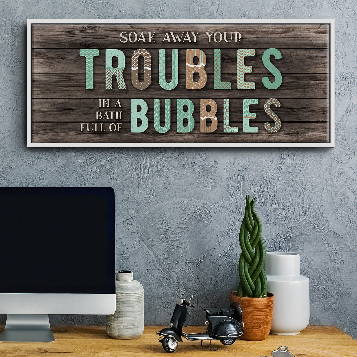 Troubles Bubbles - Floater Framed Canvas Print
