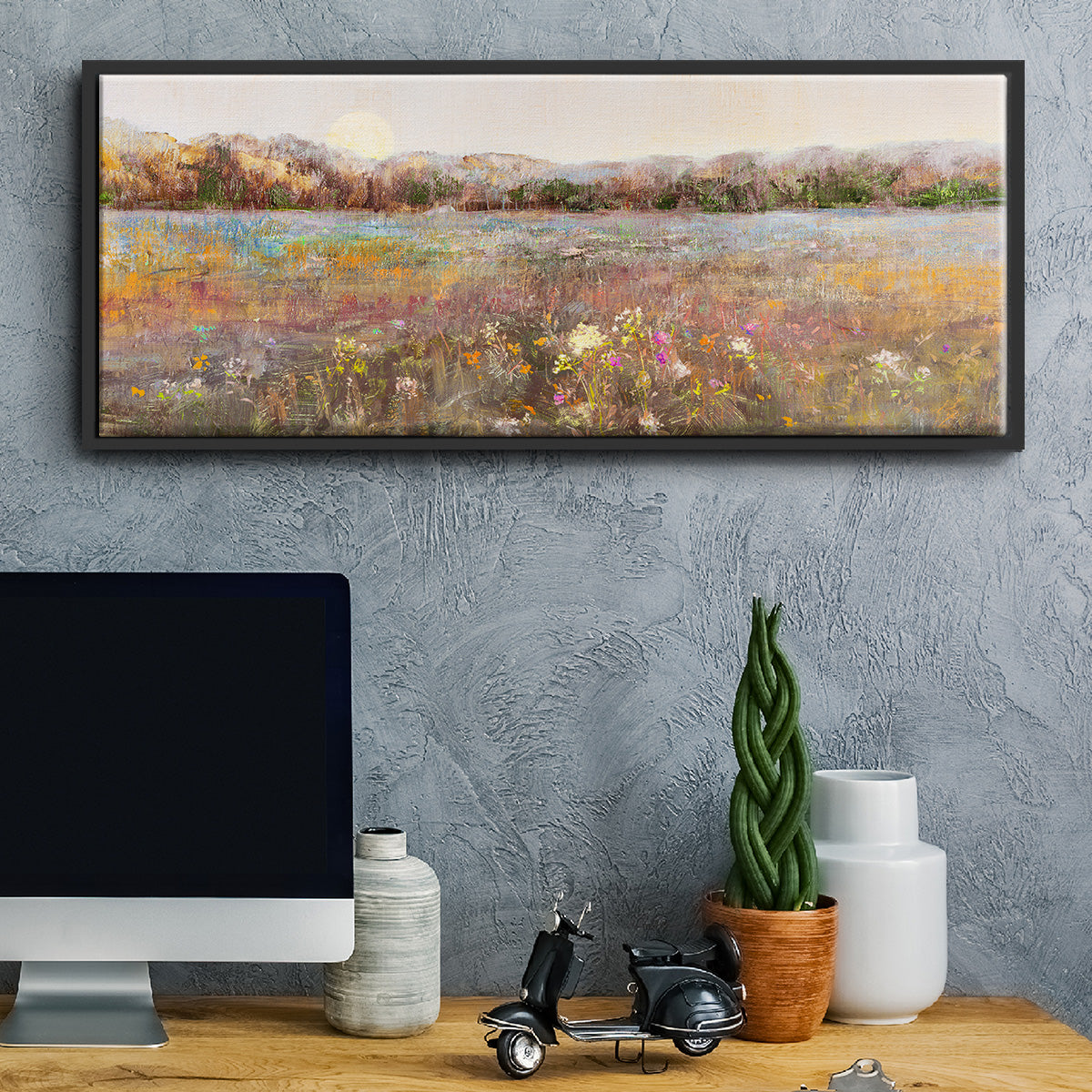 Meadow Moonrise - Floater Framed Canvas Print