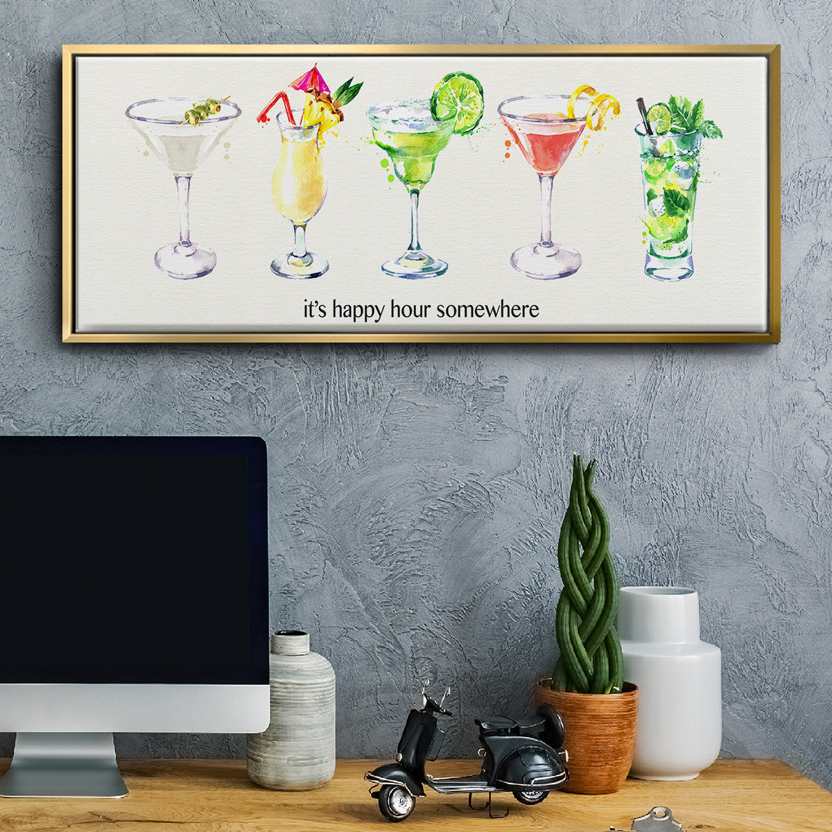 Happy Hour Cocktails - Floater Framed Canvas Print