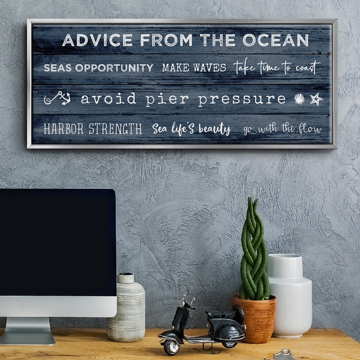 Navy Ocean - Floater Framed Canvas Print
