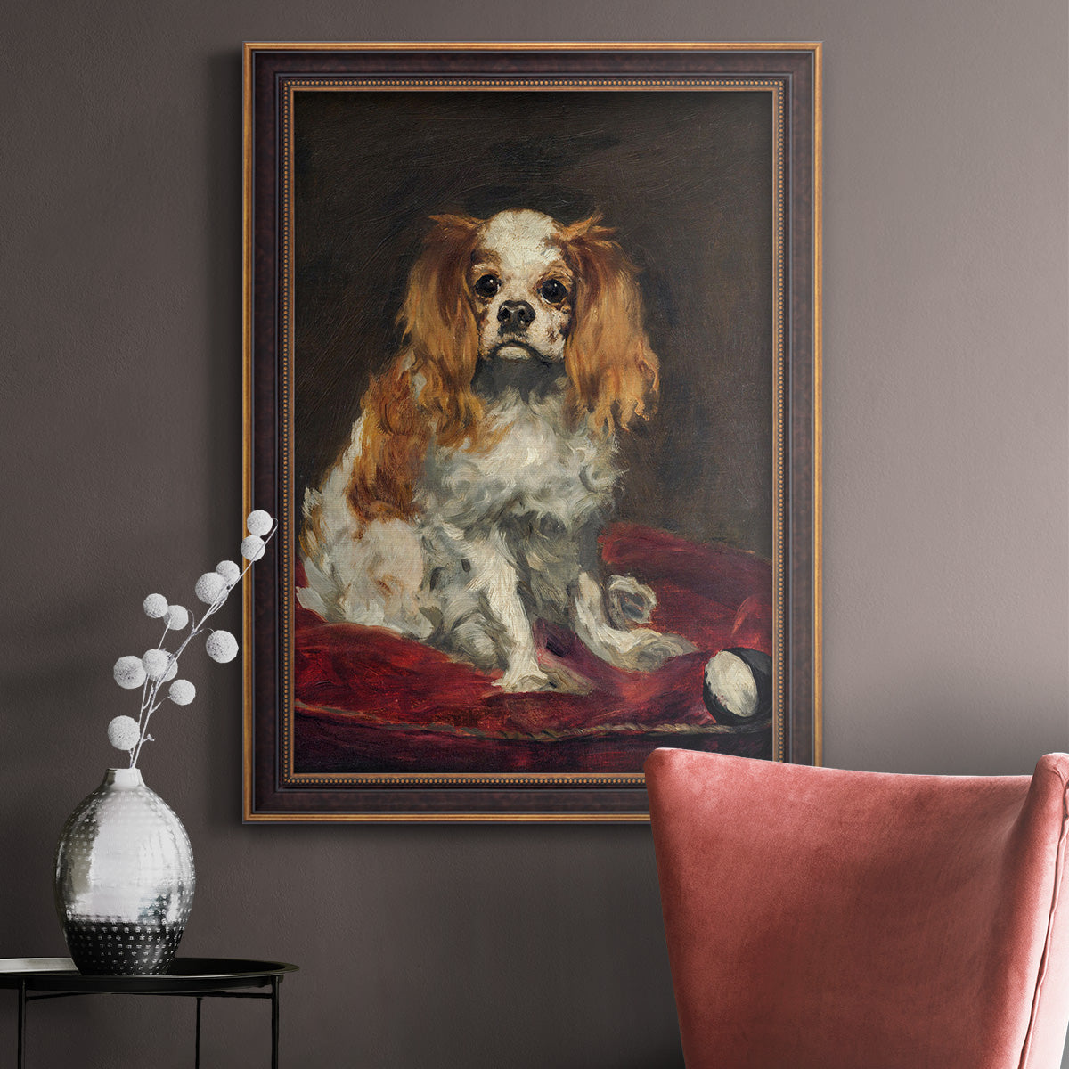 A King Charles Spaniel - Ornate Framed Canvas Print