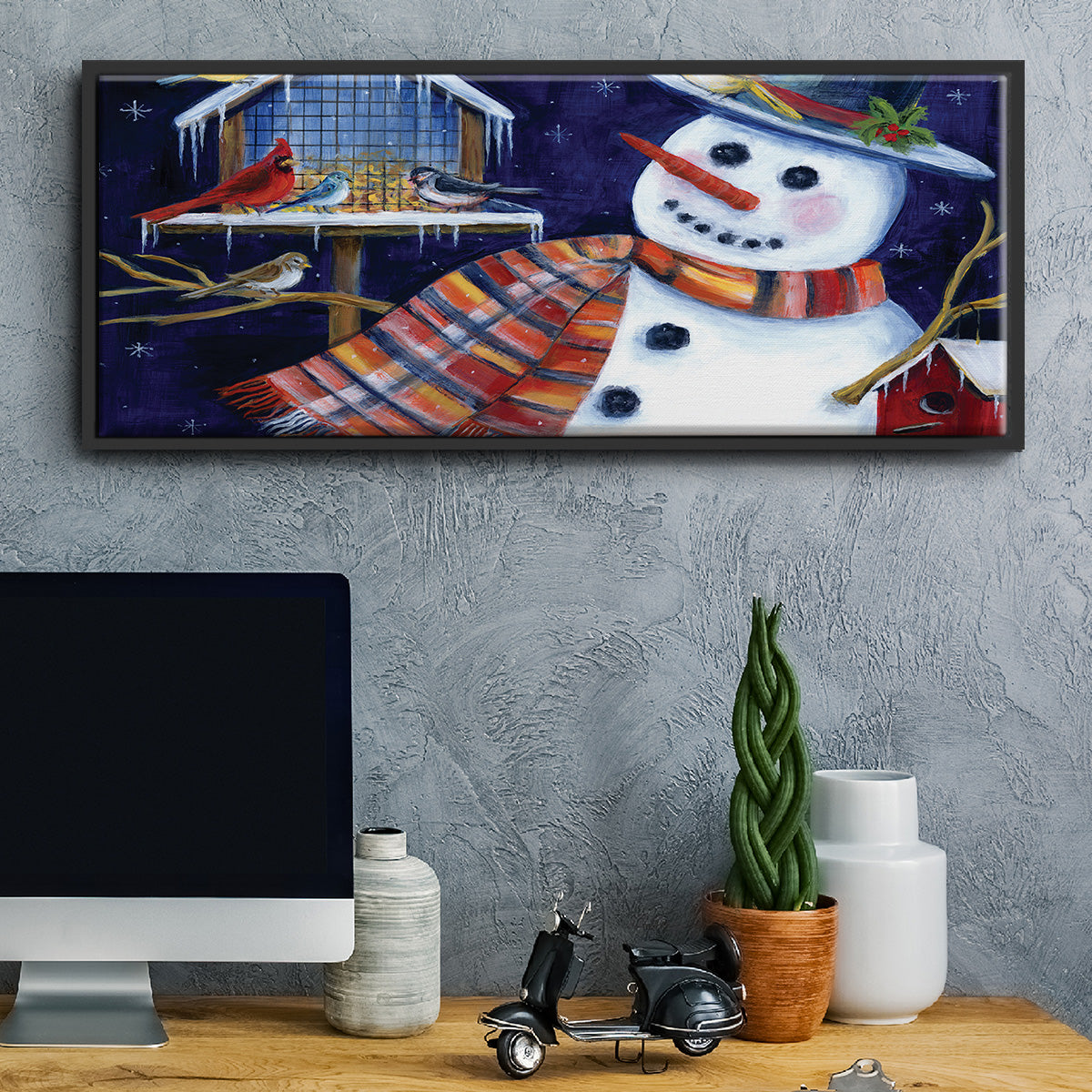 Snow Friends - Floater Framed Canvas Print