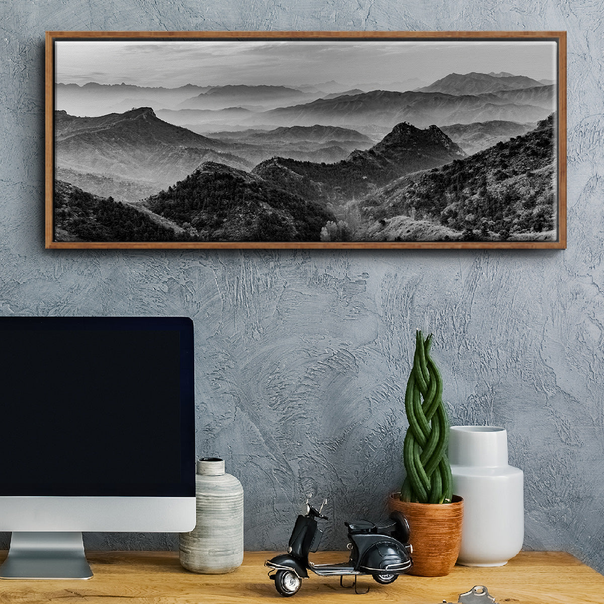 Mountains of the Great Wall - Floater Framed Canvas Print