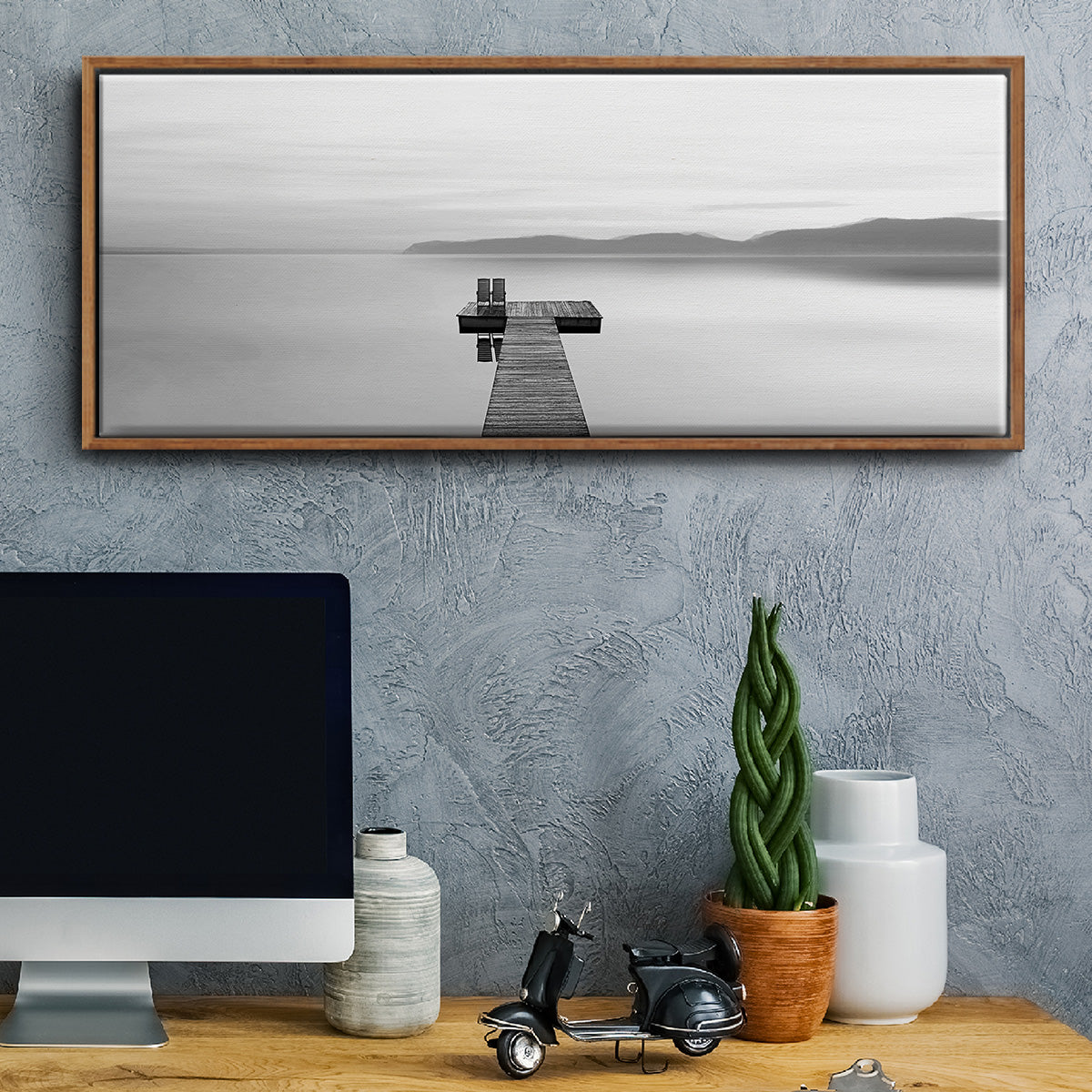 Black & White Water Panel XII - Floater Framed Canvas Print