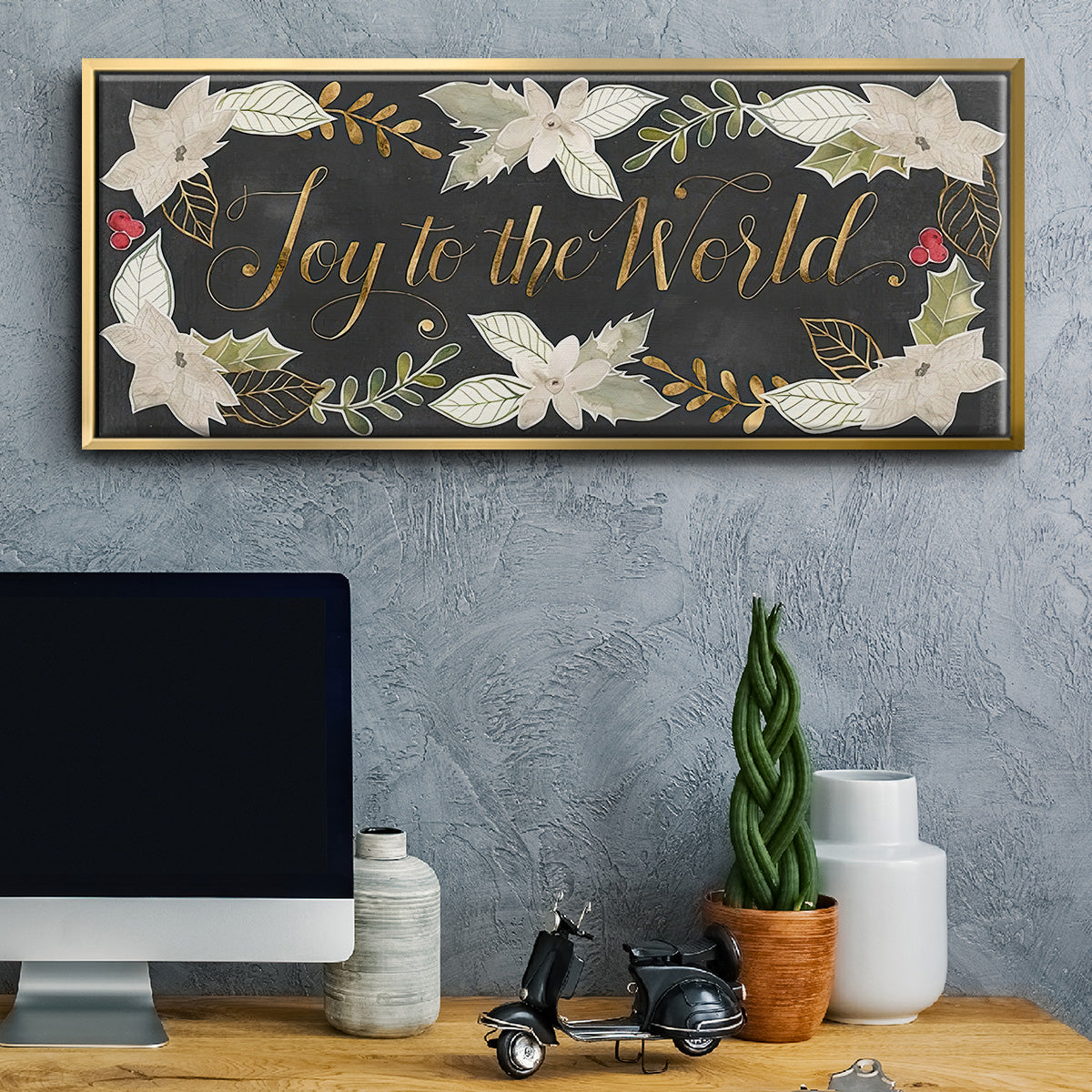 Gilded Christmas Collection D - Floater Framed Canvas Print