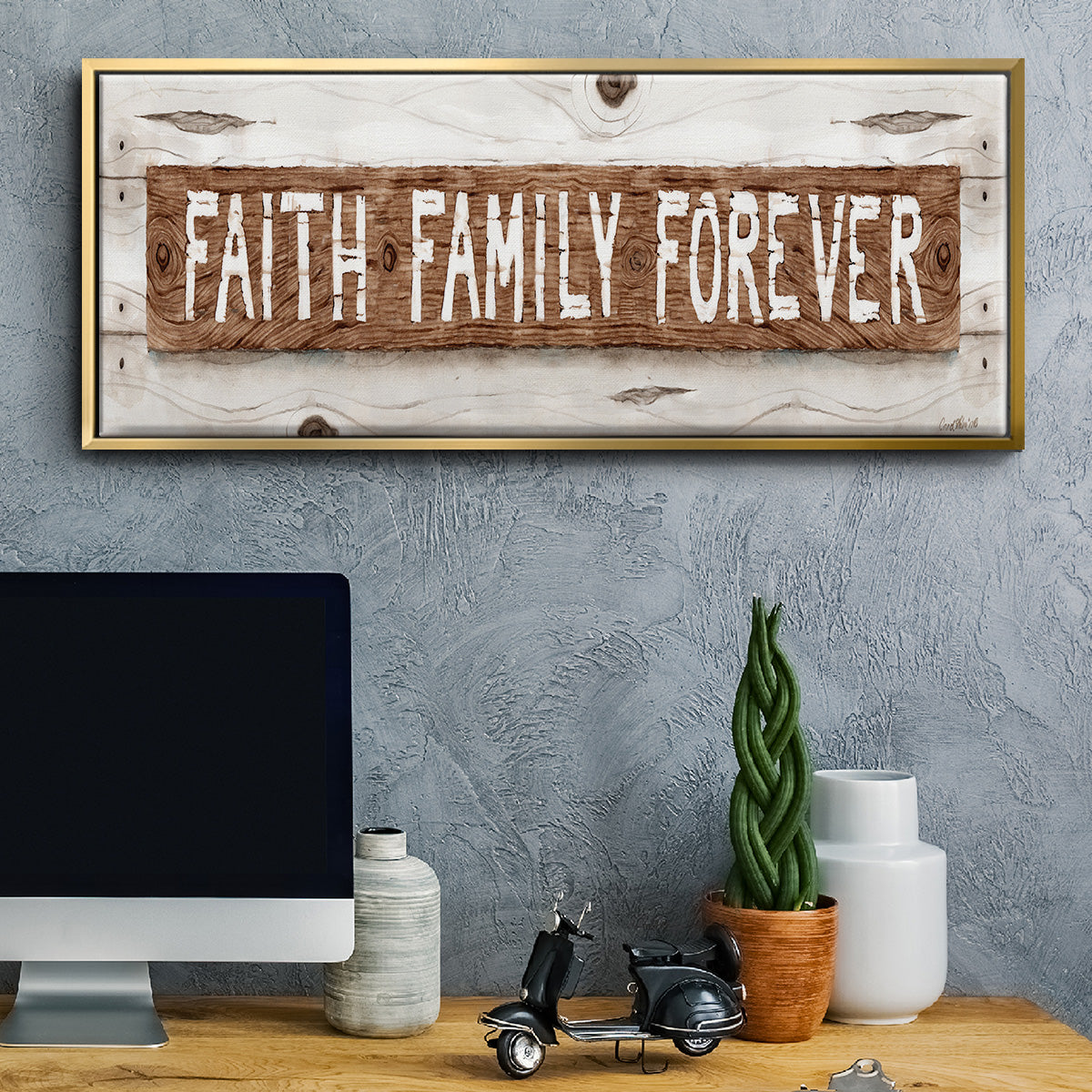 Faith Family Forever - Floater Framed Canvas Print