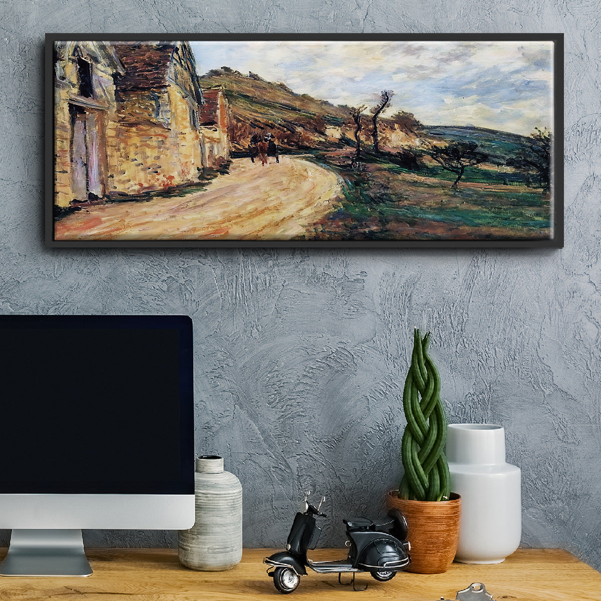 The Road in Giverny, 1885 - Floater Framed Canvas Print