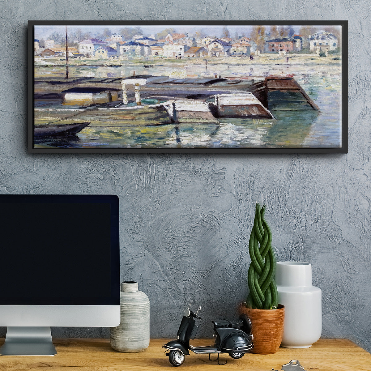 The Seine at Asnieres, 1873 - Floater Framed Canvas Print