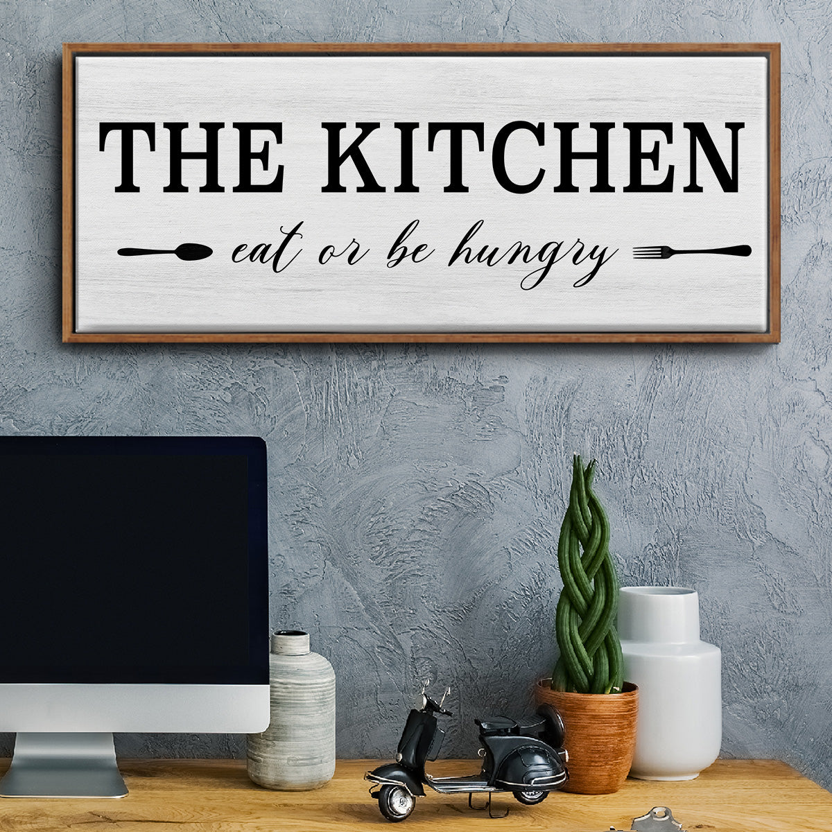 Eat Or Be Hungry - Floater Framed Canvas Print