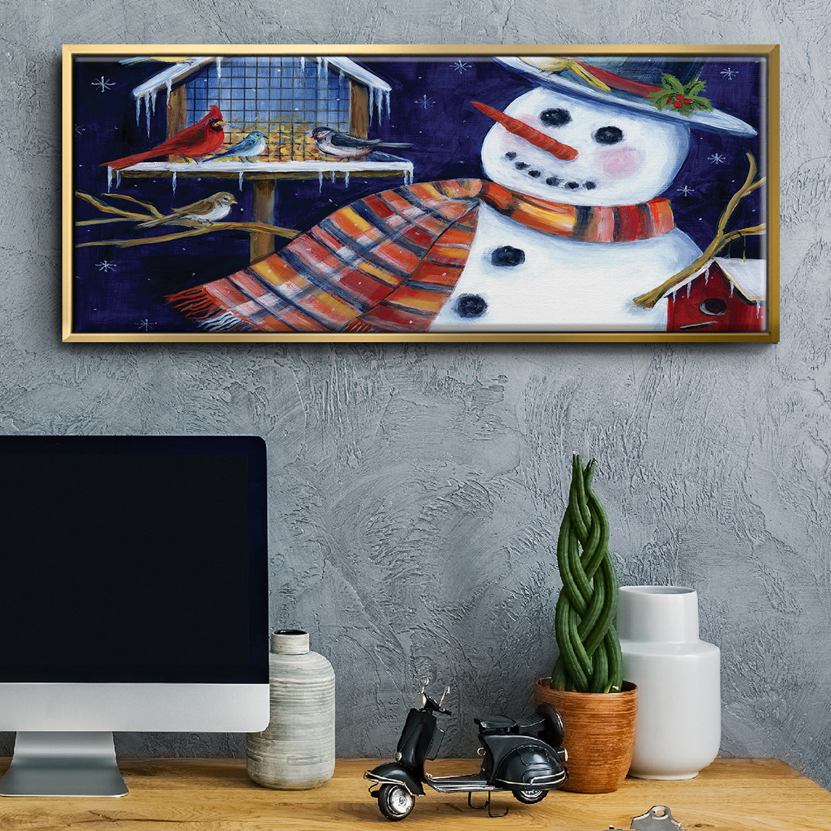 Snow Friends - Floater Framed Canvas Print