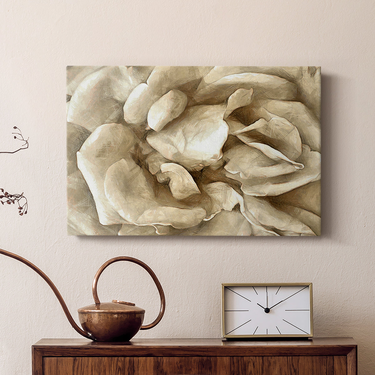Neutral Wall Flower II - Canvas Art Print
