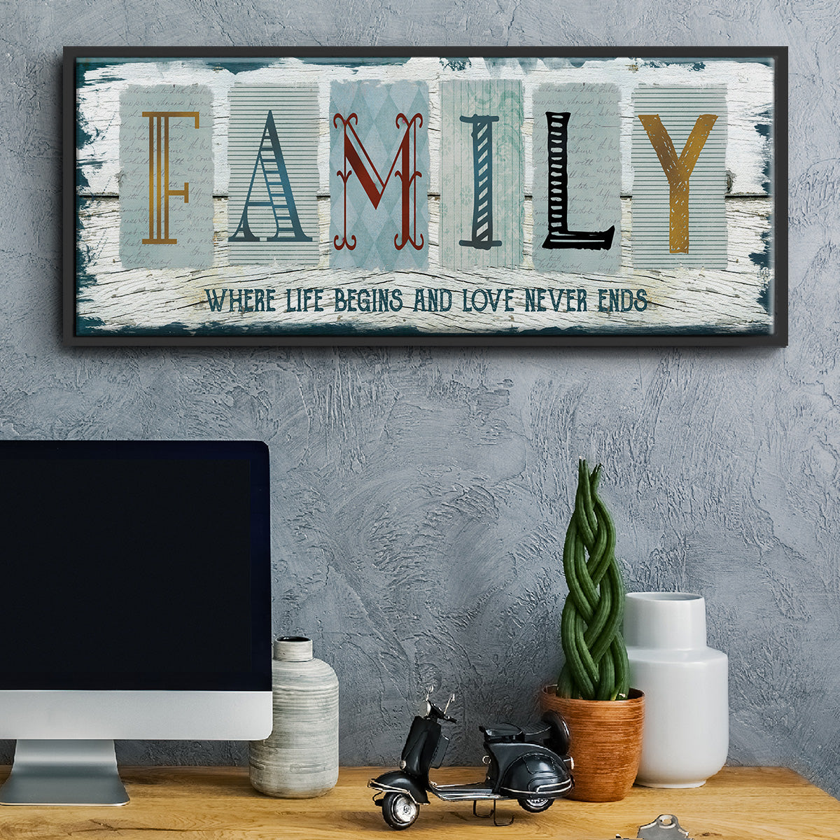 Family Where Life - Floater Framed Canvas Print