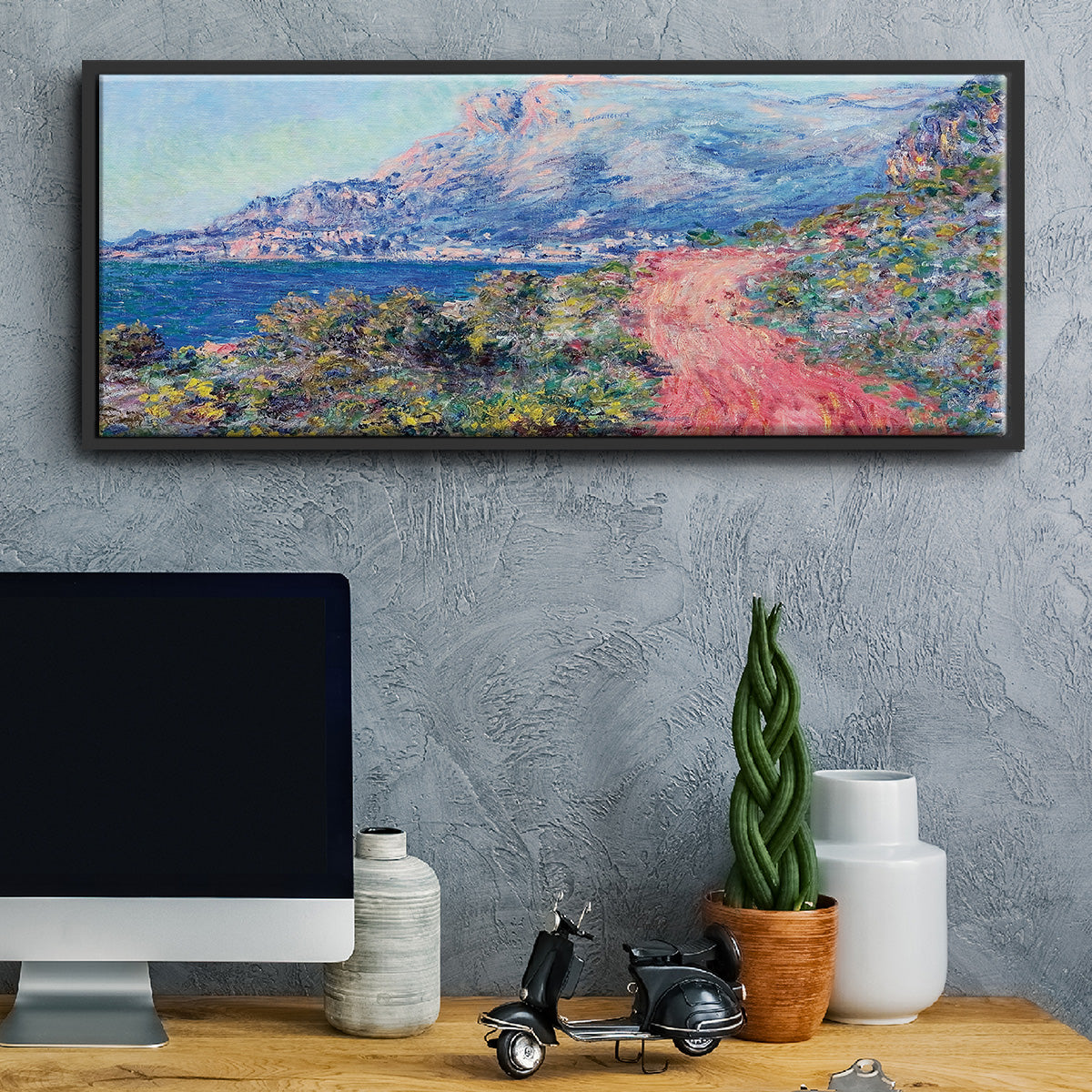 The Red Road Near Menton, 1884 - Floater Framed Canvas Print
