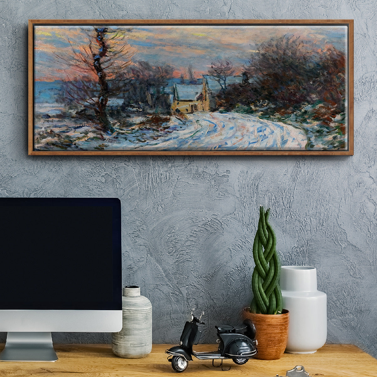 Road to Giverny in Winter, 1885 - Floater Framed Canvas Print
