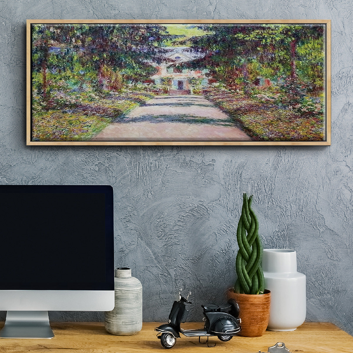 Pathway in Monet's Garden at Giverny, 1900 - Floater Framed Canvas Print