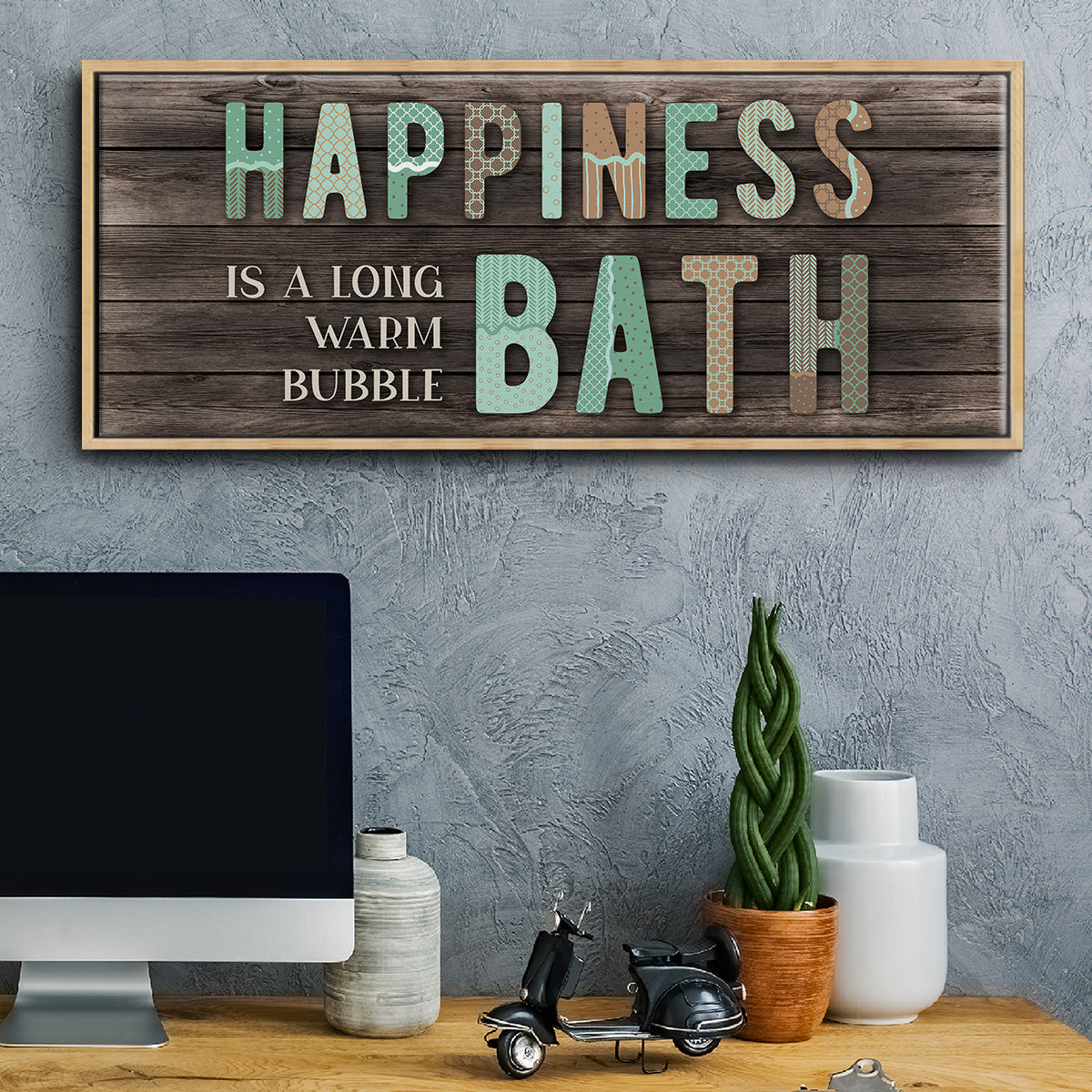 Happiness Bath - Floater Framed Canvas Print