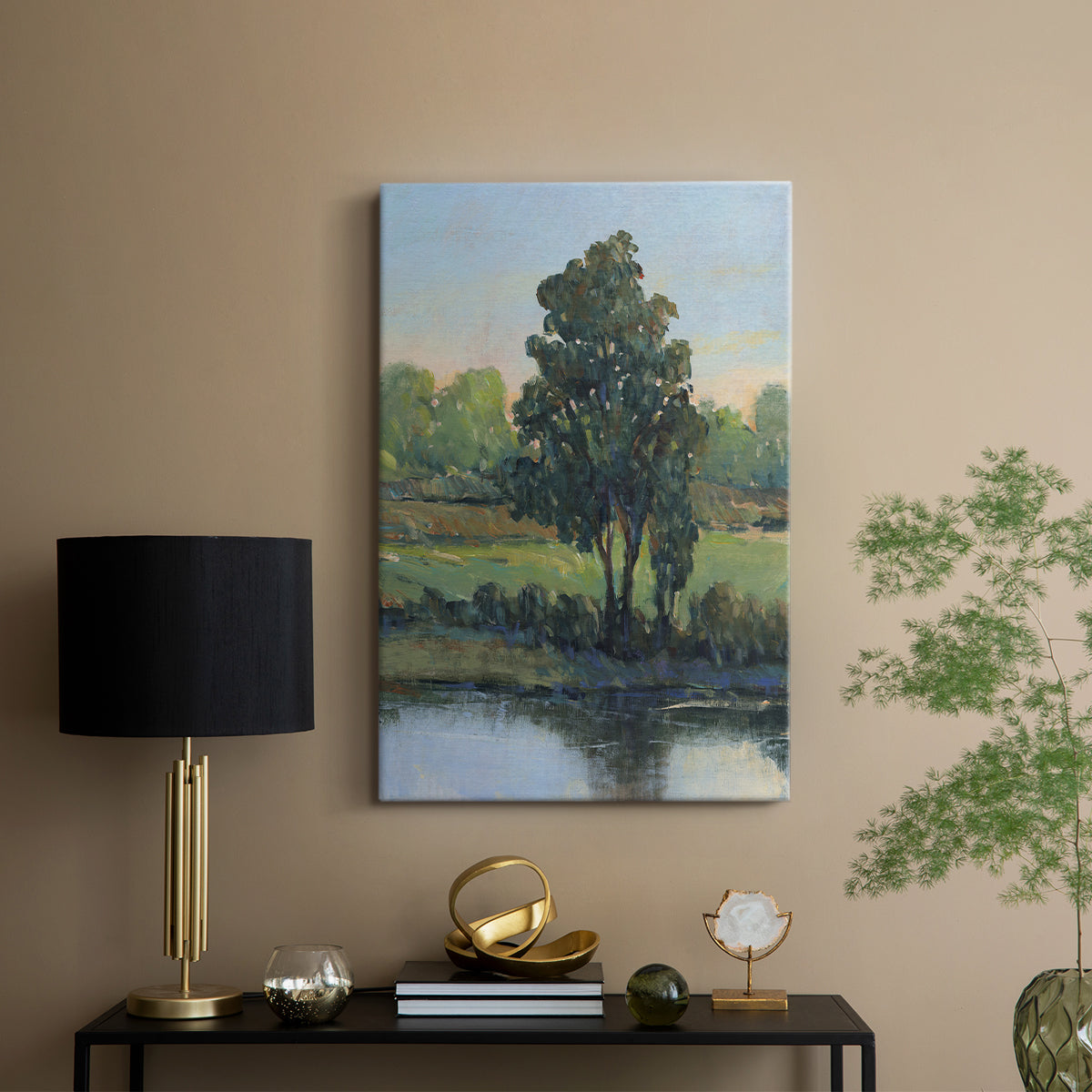 Tree by the Riverbank I - Canvas Art Print
