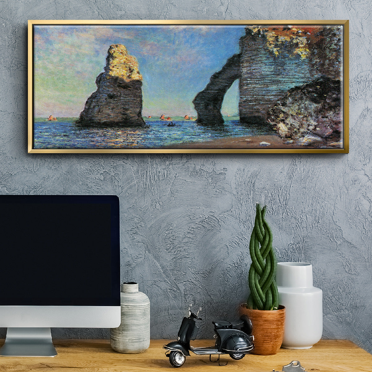 The Rocky Cliffs of Étretat - Floater Framed Canvas Print